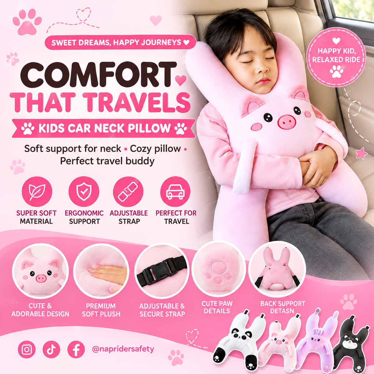 Kids Car Seat Safety Neck Pillow