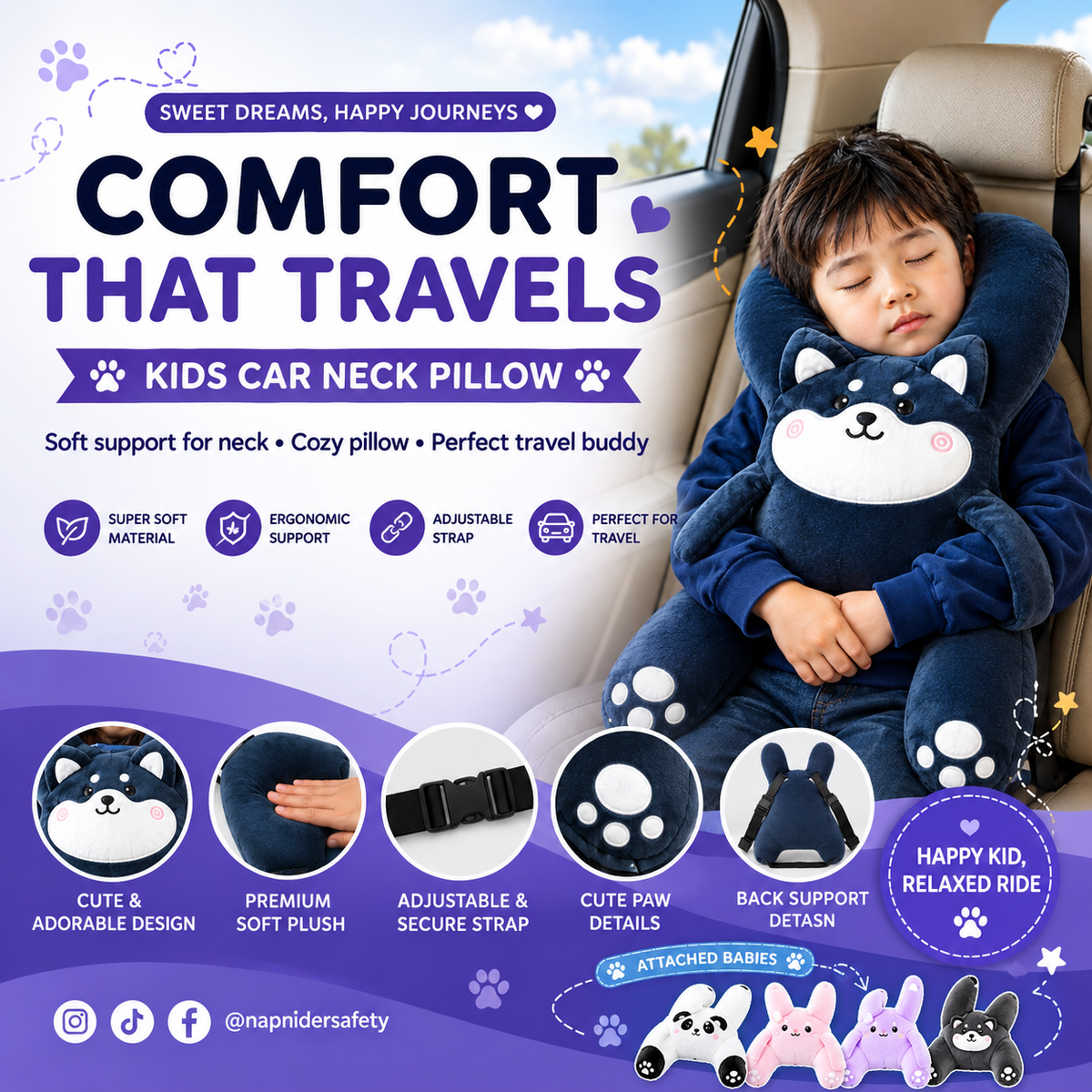 Kids Car Seat Safety Neck Pillow